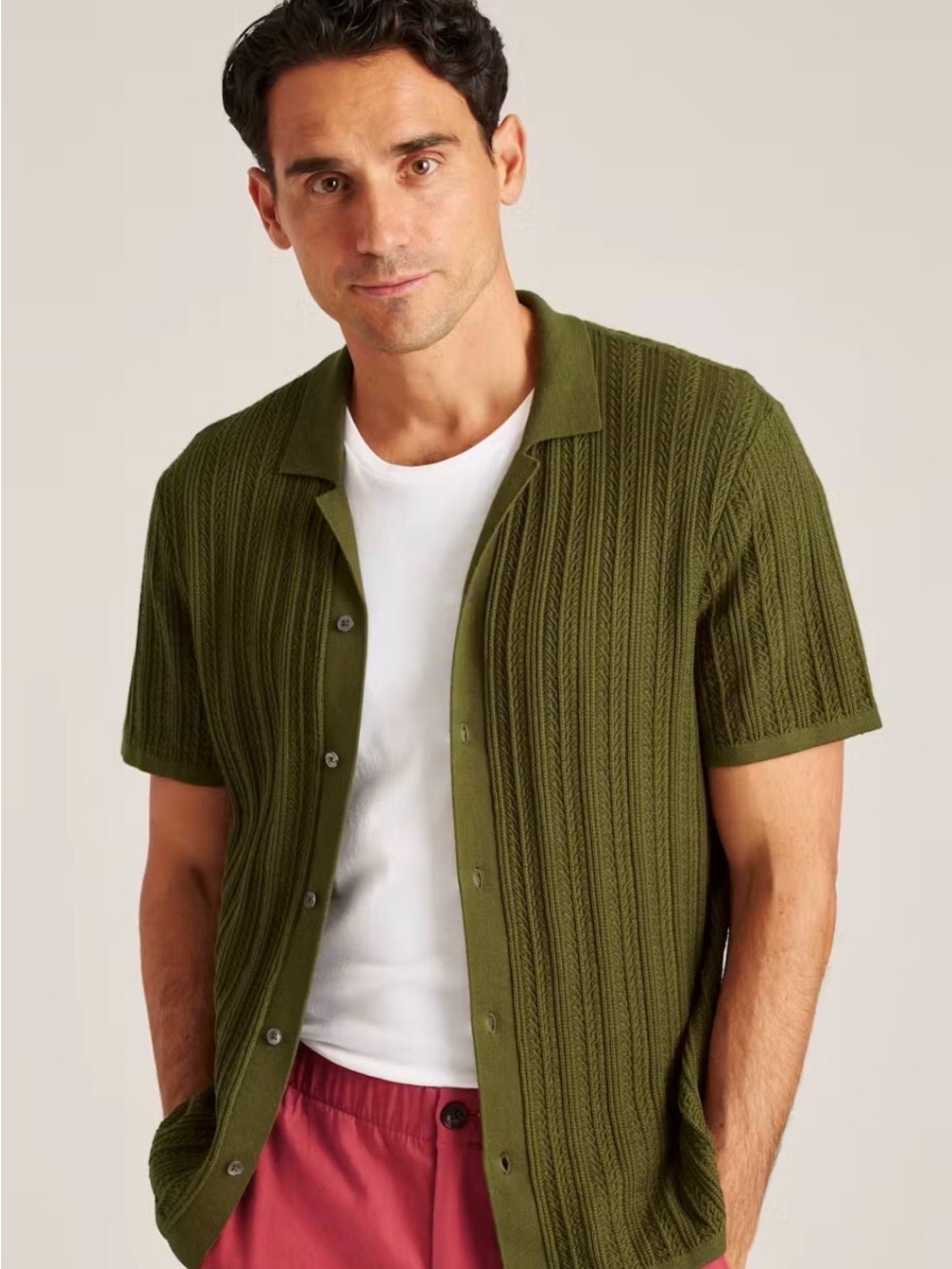 Bonobos Men's olive green Cabana sweater polo shirt